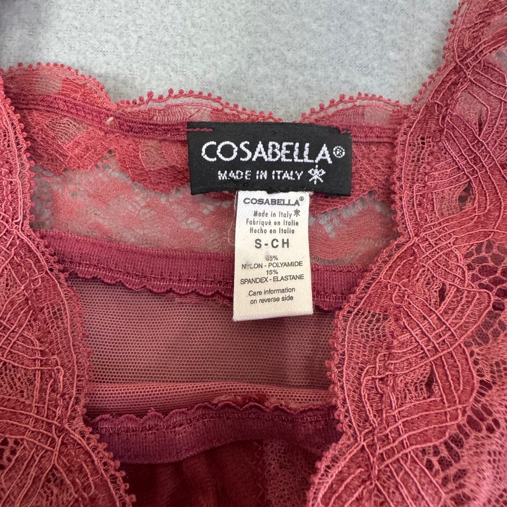 Cosabella Babydoll Chemise Lace Trim Mesh Nightgown Rose Pink Made Italy Small - Picture 5 of 8